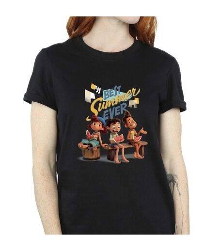 Disney Womens/Ladies Luca Best Summer Ever Cotton Boyfriend T-Shirt (Noir) - UTBI30827