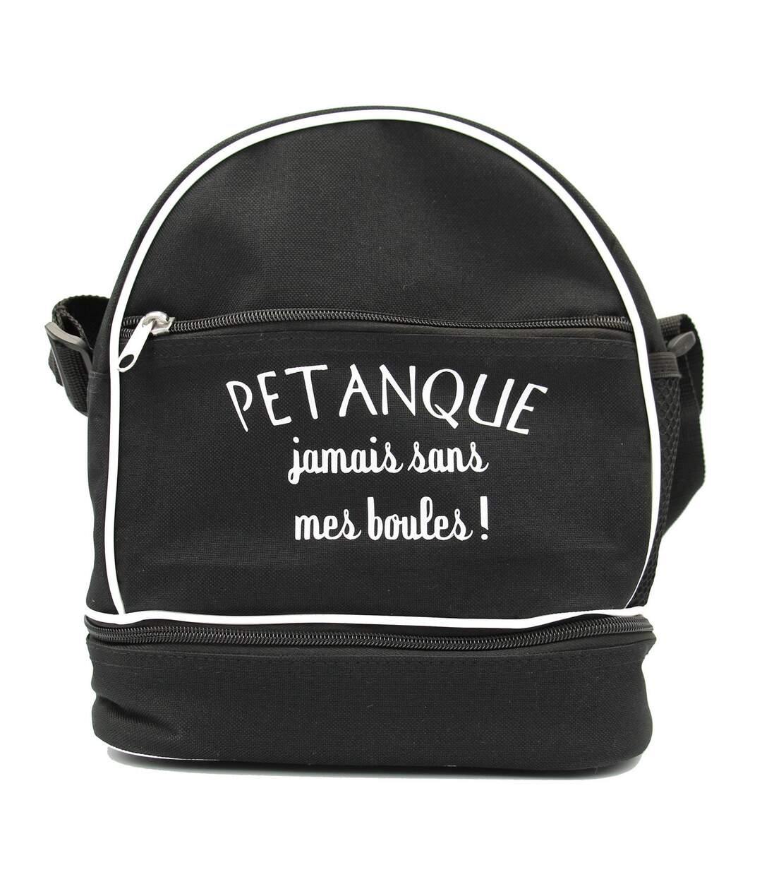 Sac bandoulière pour 3 boules de pétanque - Jamais sans mes boules - noir-2