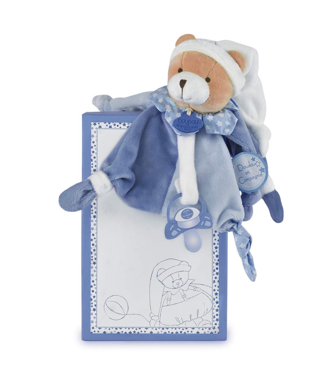 Doudou sucette polyester collection PETIT CHOU ours bleu-1