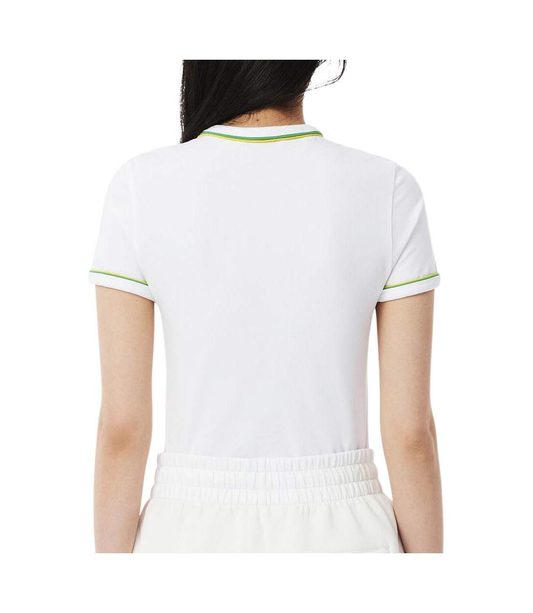T-shirt blanc femme lacoste contrast accent-2