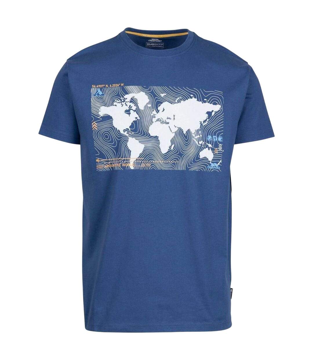 T-shirt Manches Courtes Motif/style Topographique Chera Homme Bleu Indigo Imprimé Graphique Trespass-1