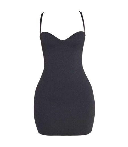 Robe Courte Sans Manches Motif/style Sculté Femme Noir Mars