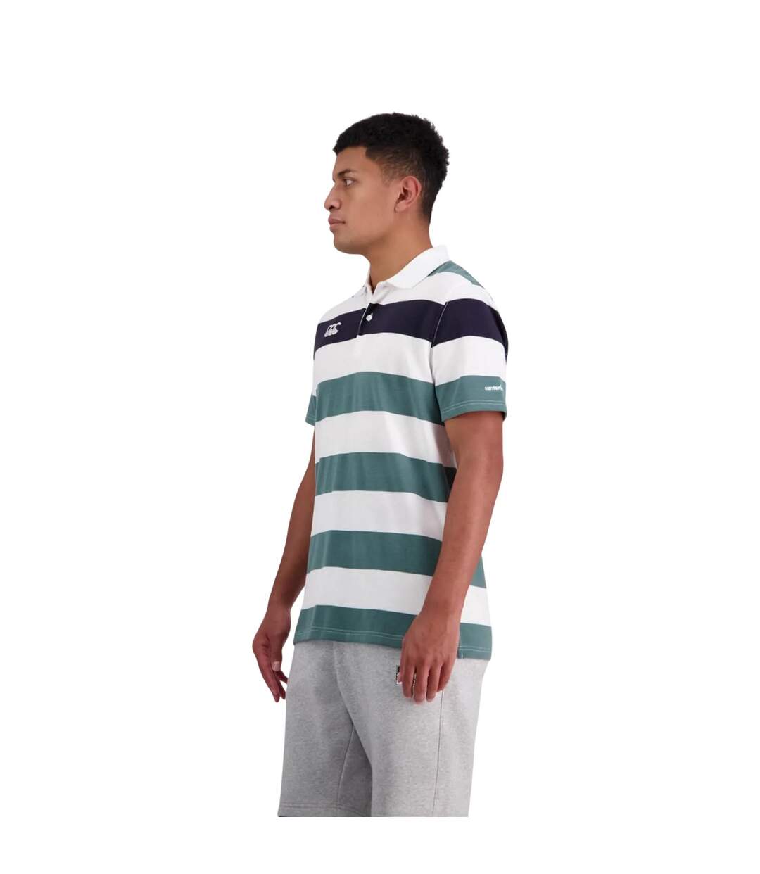 Mens Stripe Polo Shirt Bright White Canterbury-3