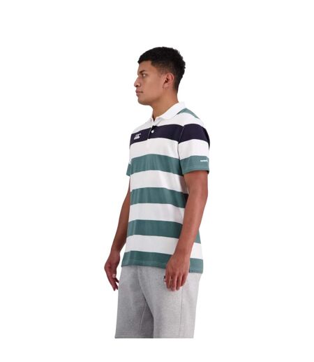Mens Stripe Polo Shirt Bright White Canterbury