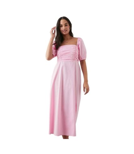 Dorothy Perkins Womens/Ladies Poplin Ruched Midi Dress (Pink) - UTDP1686