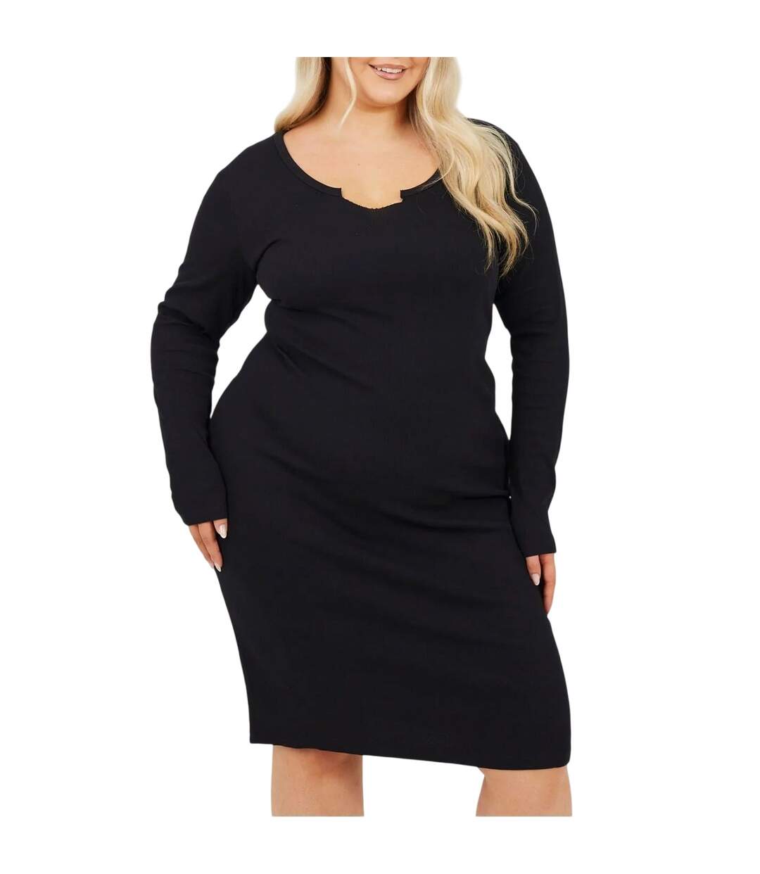 Womens/ladies Notch Neck Midi Dress Black Brave Soul-2