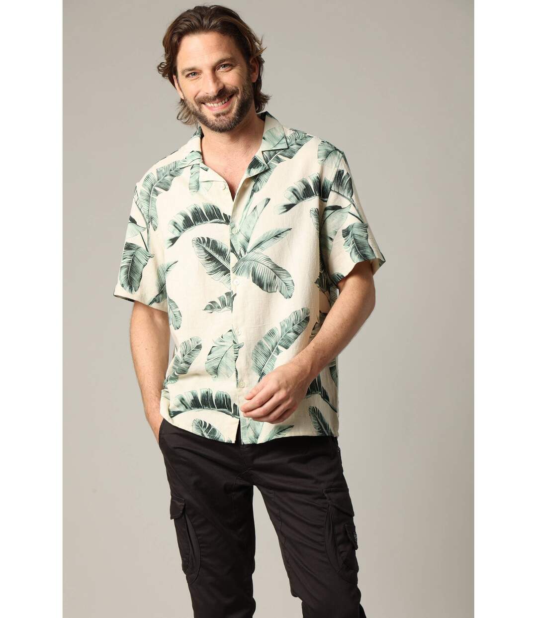 Chemise oversize en coton avec imprimé tropical BILOXI-1