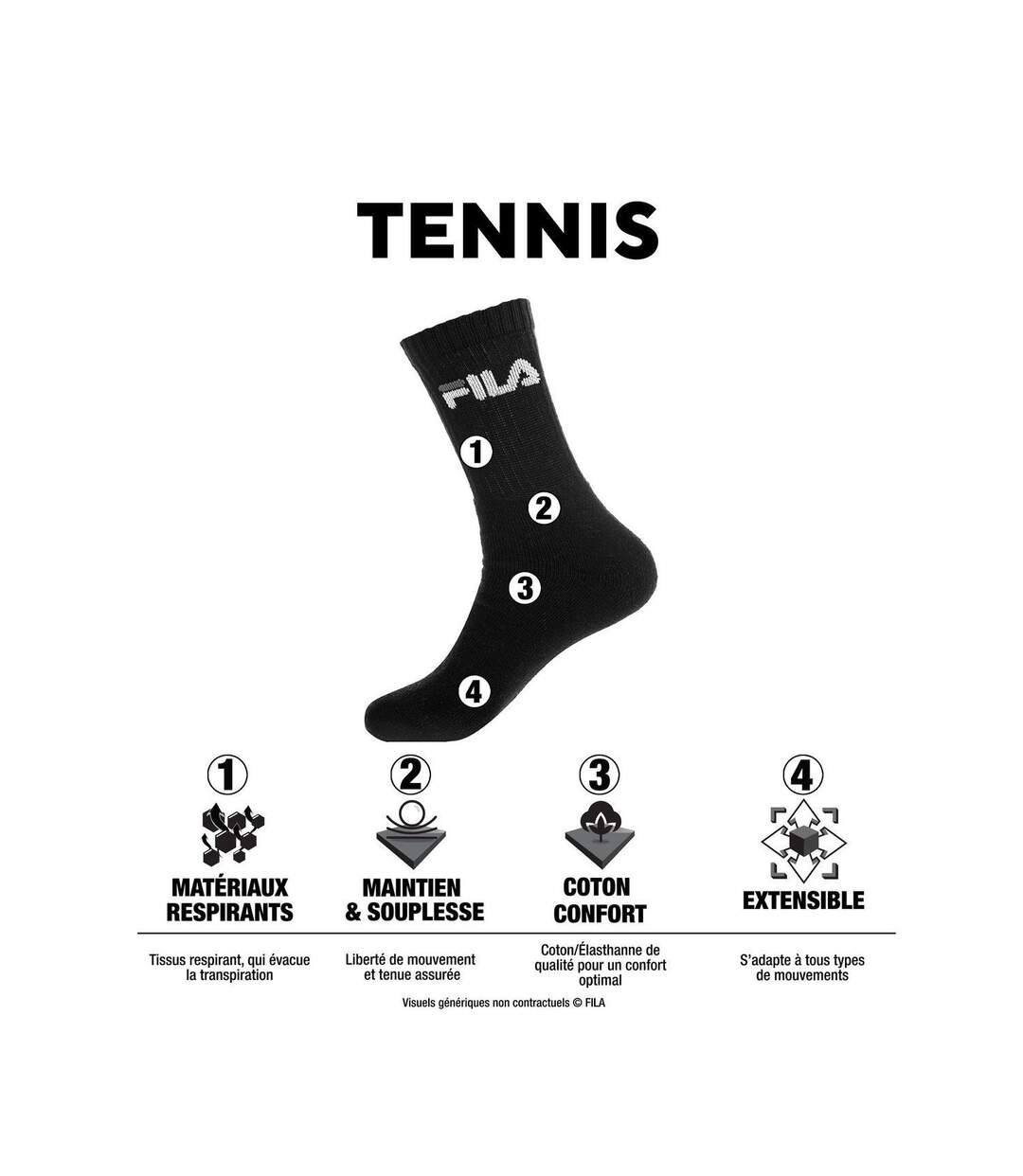 Lot de 6 paires de chaussette Tennis homme Super Bubble Fila-2