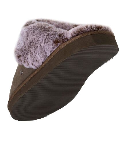 Isotoner Chaussons Mules femme ultra confortables et chaudes, en cuir et fausse fourrure