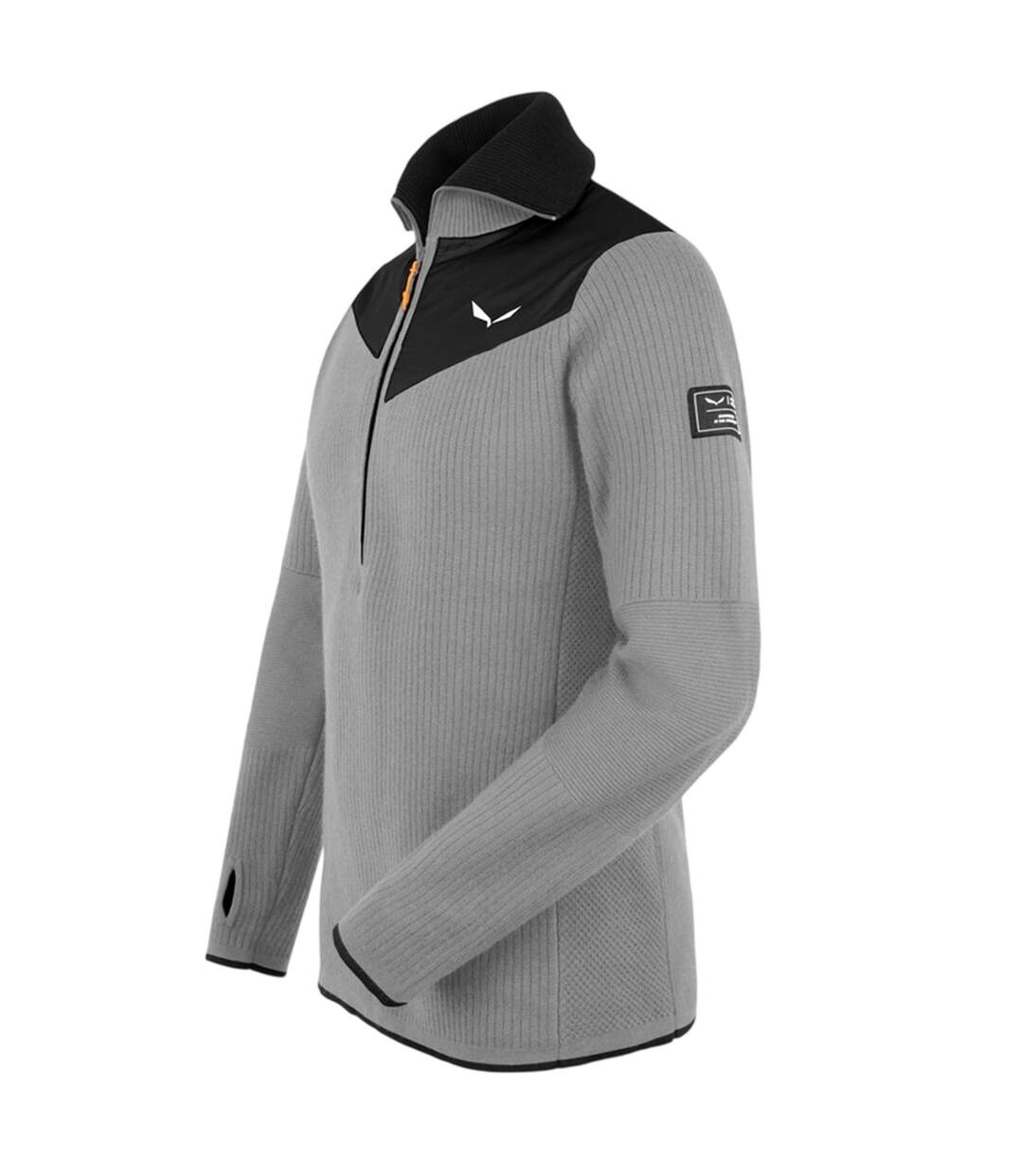 Mens Zip Neck Slim Fleece Top Heather Salewa-3
