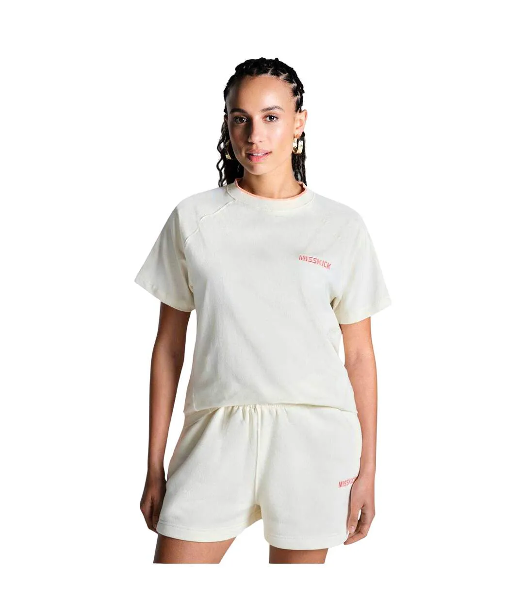 Womens/ladies T-shirt Off White Peach Miss Kick-2