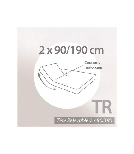 Drap housse relaxation uni 2x90x190 cm coton ALTO Calcium TR Tête relevable