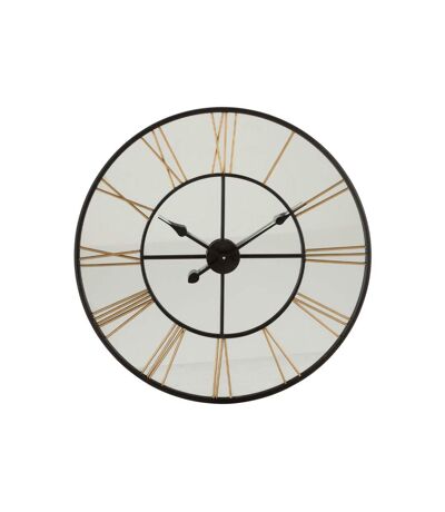 Paris Prix - Horloge Murale chiffre Romains Miroir 70cm Noir