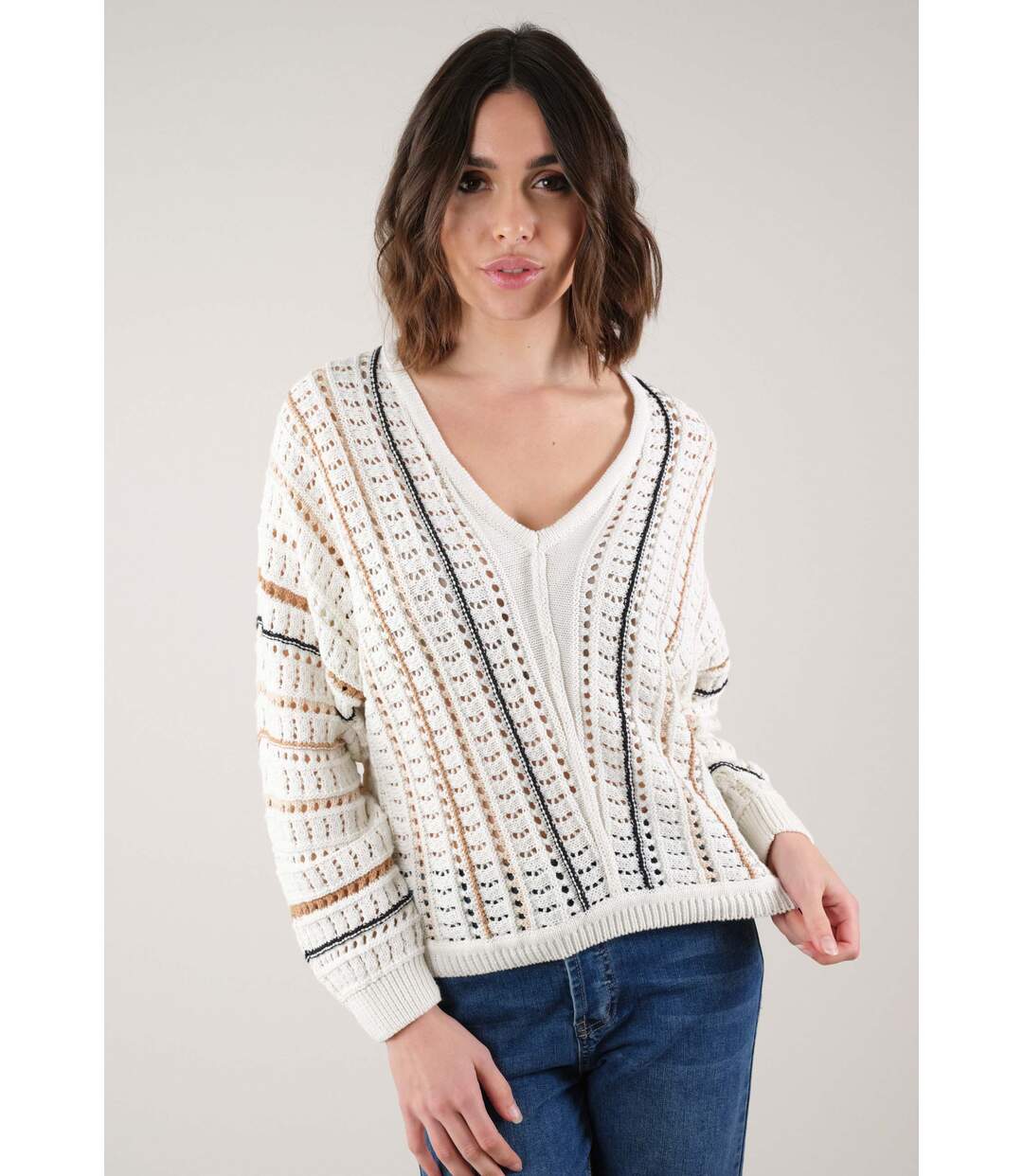 Pull pour femme en coton à manches longues MADJI-1