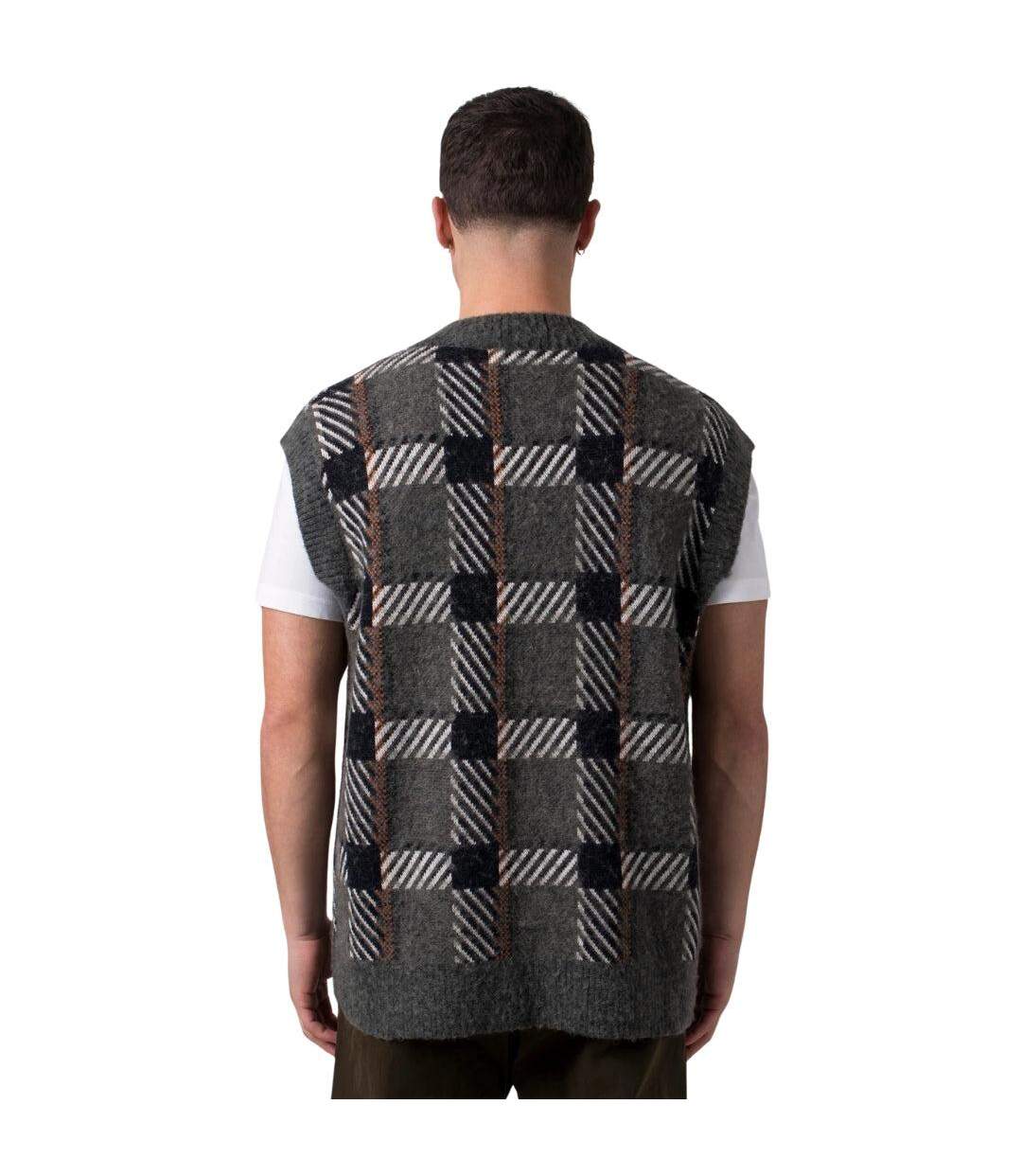 Mens Tartan Sweater Vest Field Green Fred Perry-3