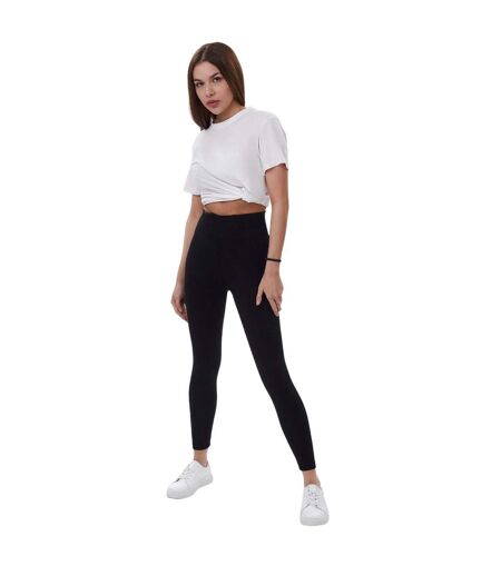 Womens/ladies zelal ribbed leggings black Lookus