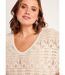 Pull manches 3/4 motif ajouré col V-4