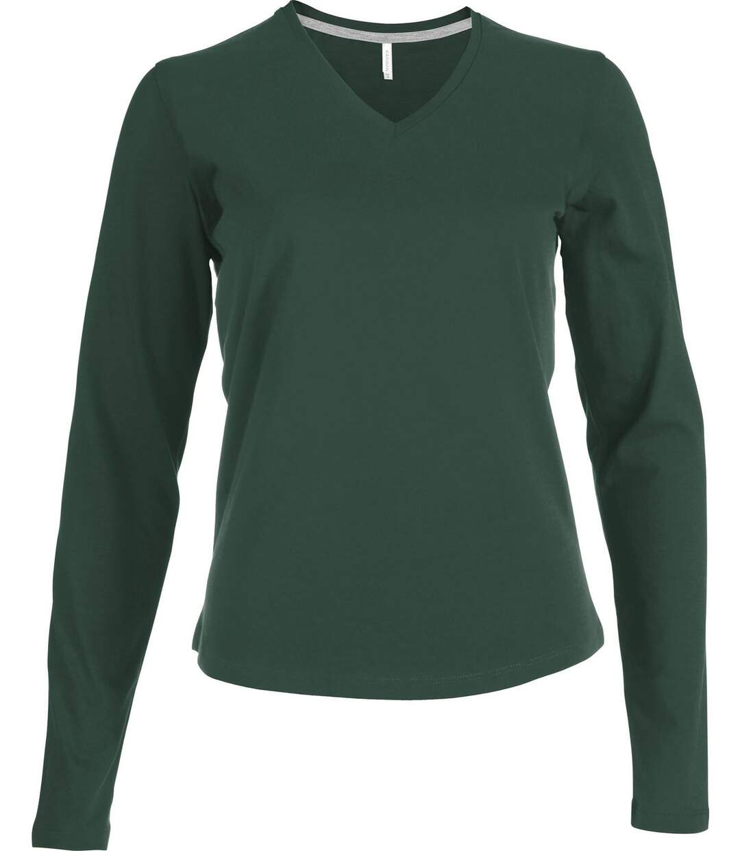 T-shirt manches longues col V - K382 - vert forêt - femme-2