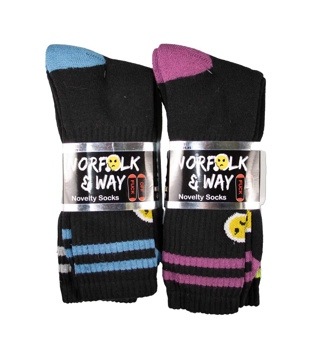 Pack Of 6  Mens Fuck Off Text Socks  Black Multicoloured Norfolk & Way-3