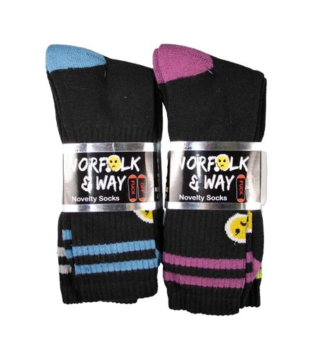 Pack Of 6  Mens Fuck Off Text Socks  Black Multicoloured Norfolk & Way