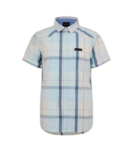 Mens Checked Fitted Short-sleeved Shirt Yellow Blue Bench