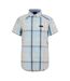 Mens Checked Fitted Short-sleeved Shirt Yellow Blue Bench-2
