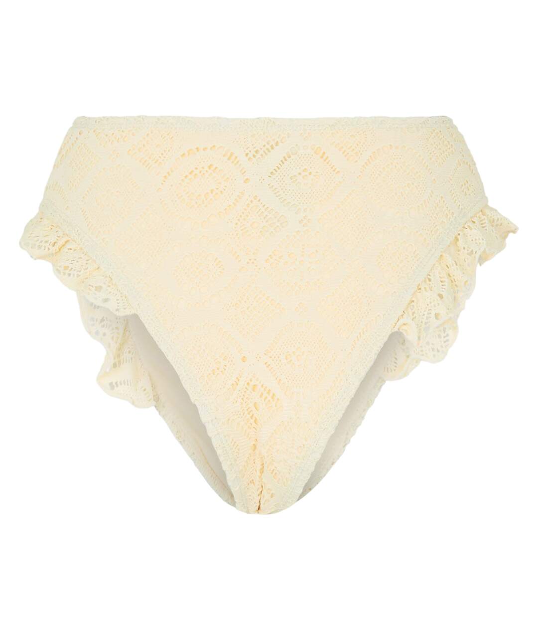 Womens/ladies Crochet Panel High Waist Bikini Bottoms Yellow Brave Soul-2