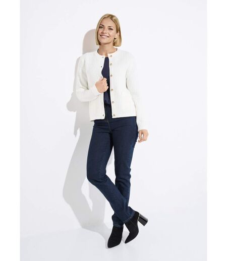 Gilet veste boutonné court maille effet tweed