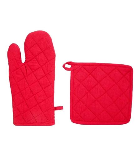 Gant & Manique de Cuisine Coton 33cm Rouge