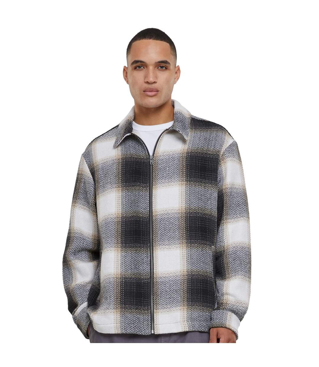 Veste Chemise Homme Beige Noir Urban Classics-3