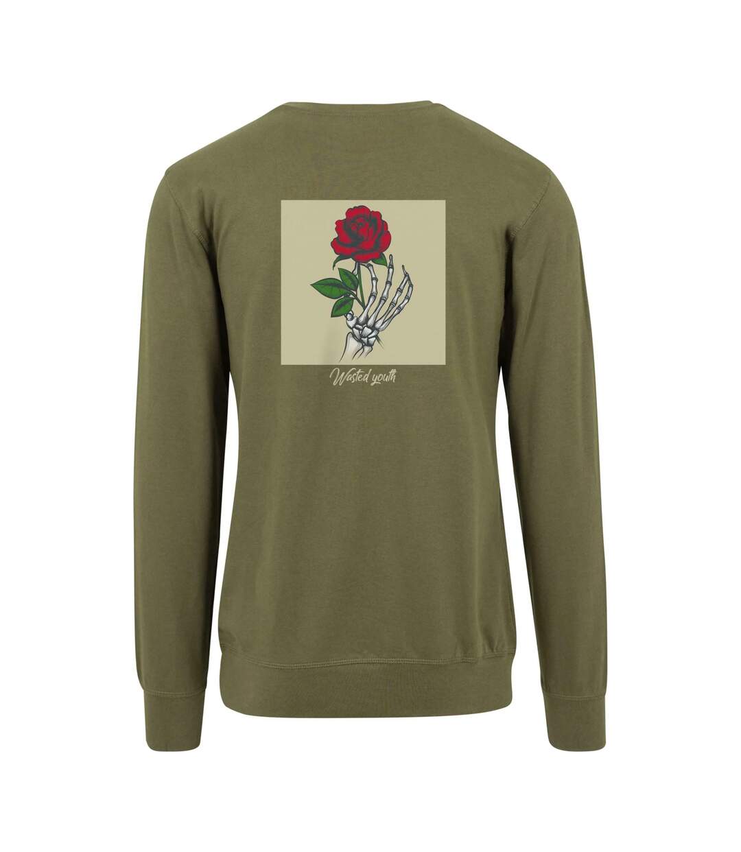 Mens Wasted Youth Crew Neck Sweatshirt Olive Mister Tee-2