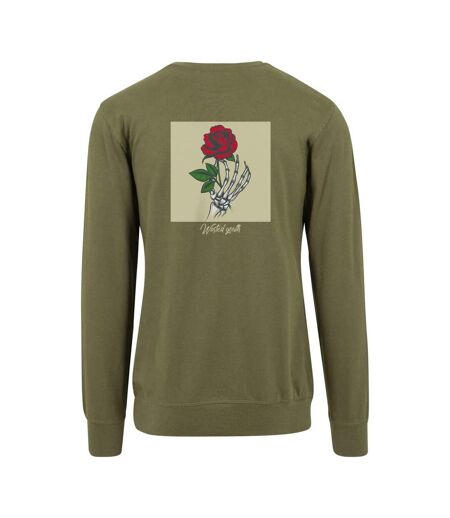 Mens Wasted Youth Crew Neck Sweatshirt Olive Mister Tee