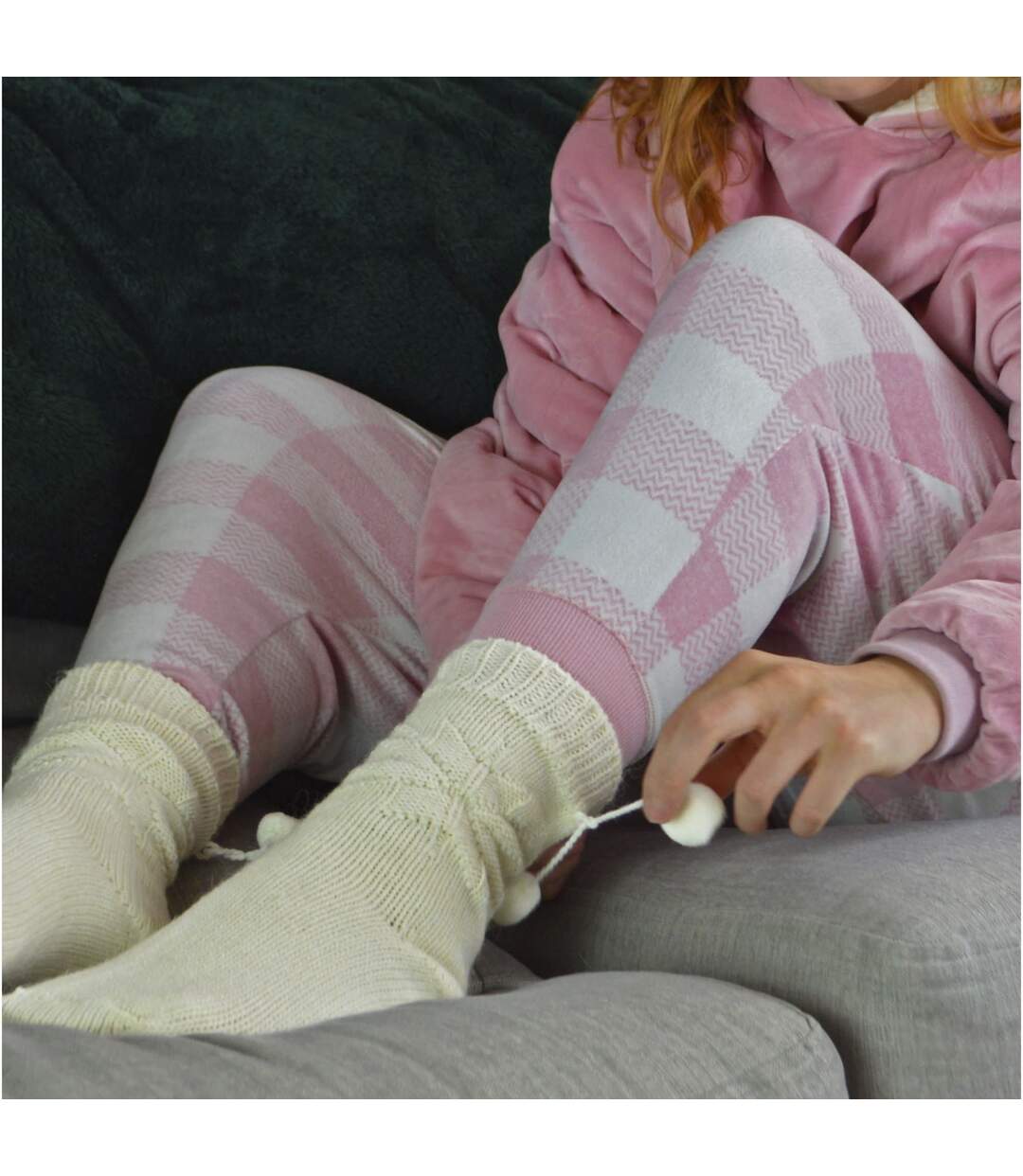 1 Pack Ladies Warm Alpaca Wool Pom Pom Bed Socks-4