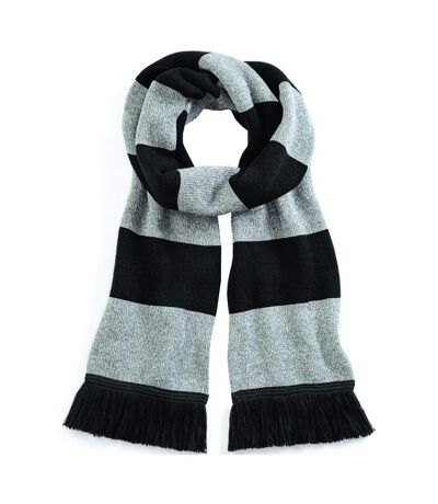 Beechfield Varsity Unisex Winter Scarf (Double Layer Knit) (Black / Heather Grey) (One Size) - UTRW2031