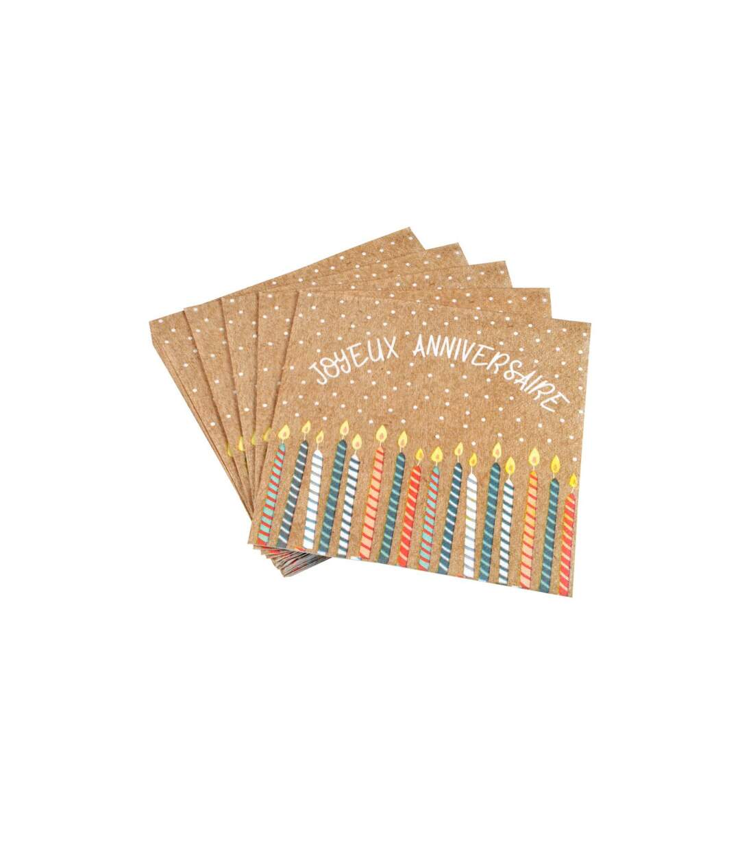 Lot de 20 Serviettes en Papier Anniversaire Kraft 33x33cm Naturel-1