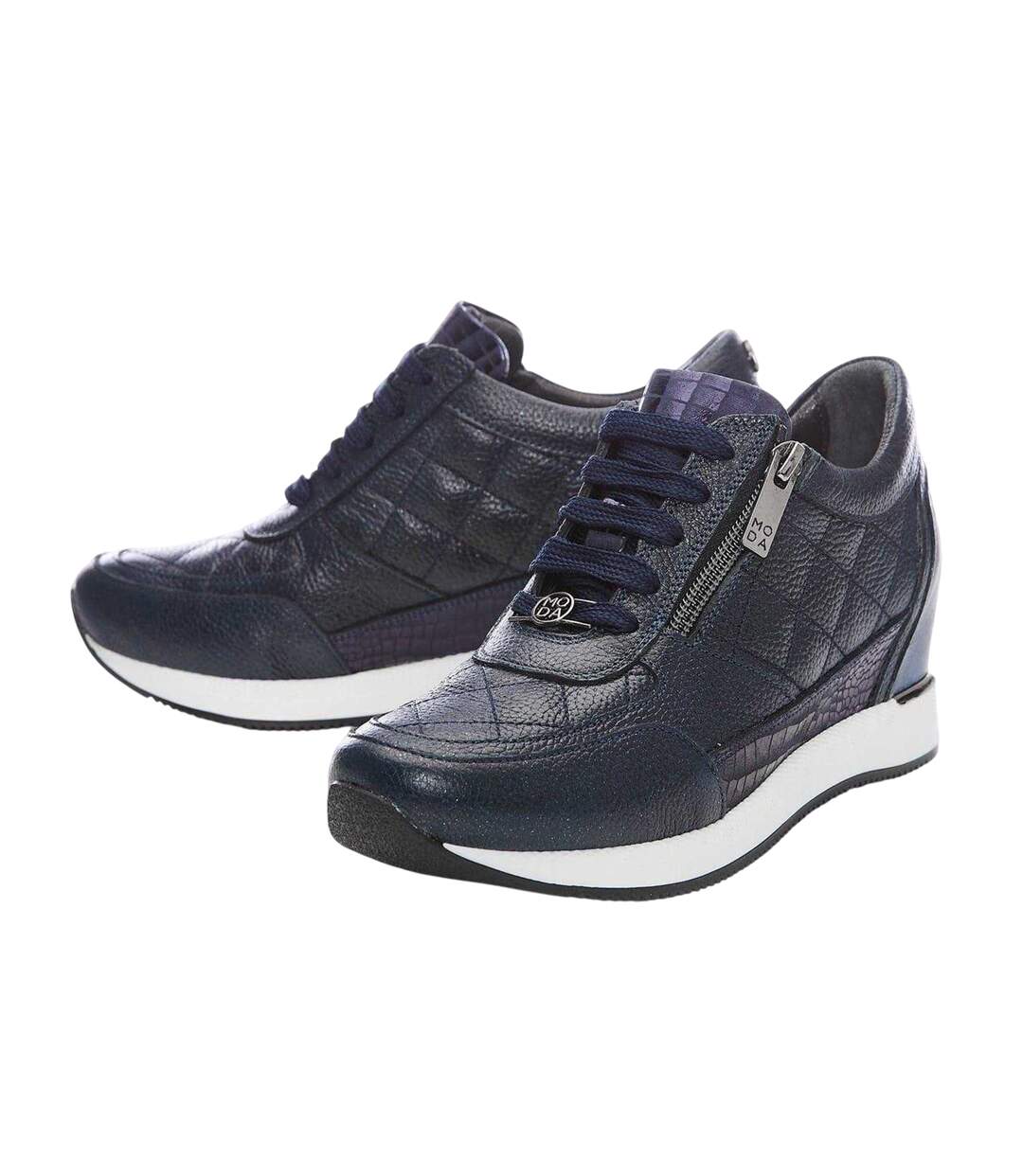 Baskets Motif/style Matelassé Femme Bleu Marine Mod-4