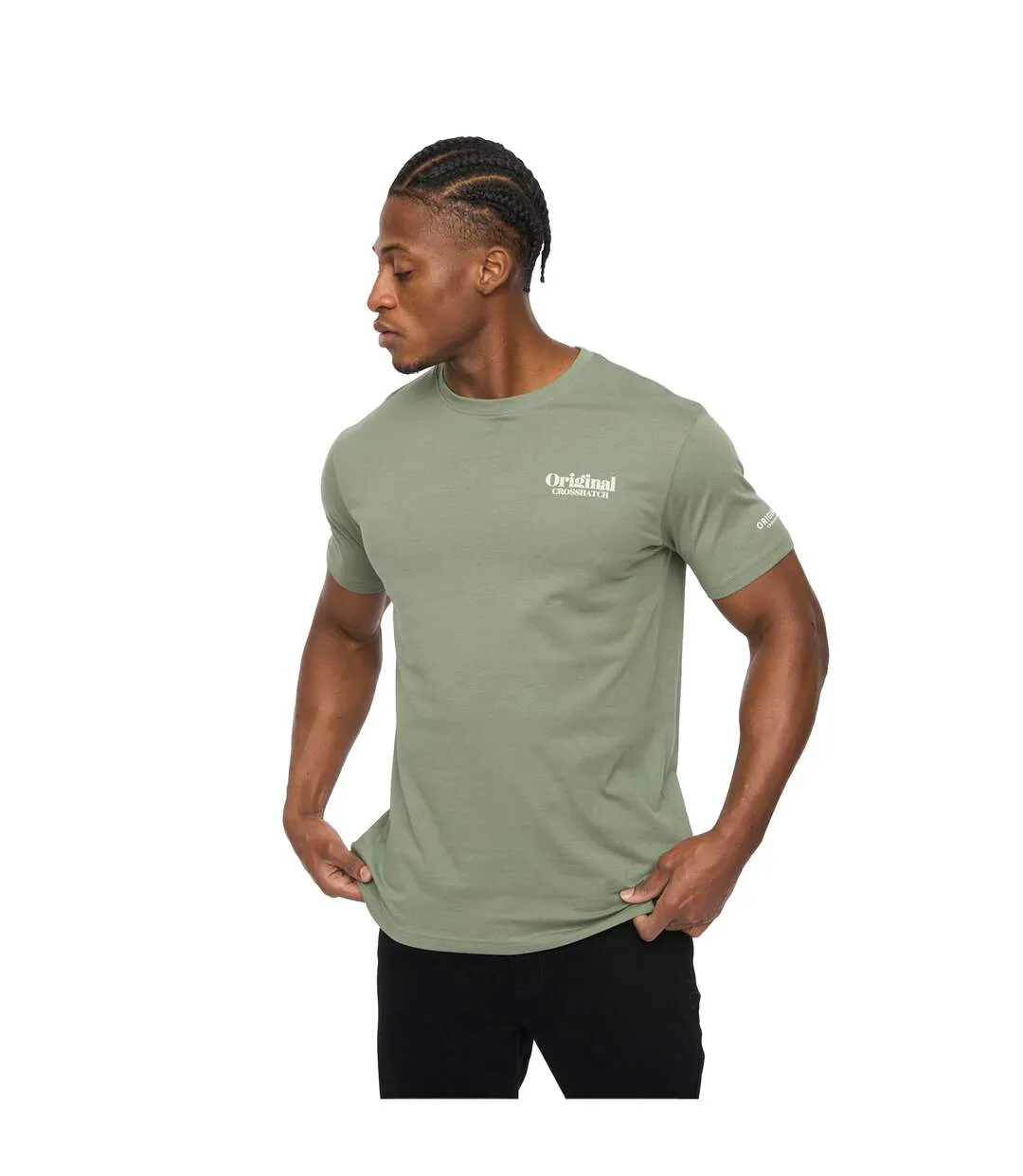 Mens Simtanks T-shirt Olive Crosshatch-4