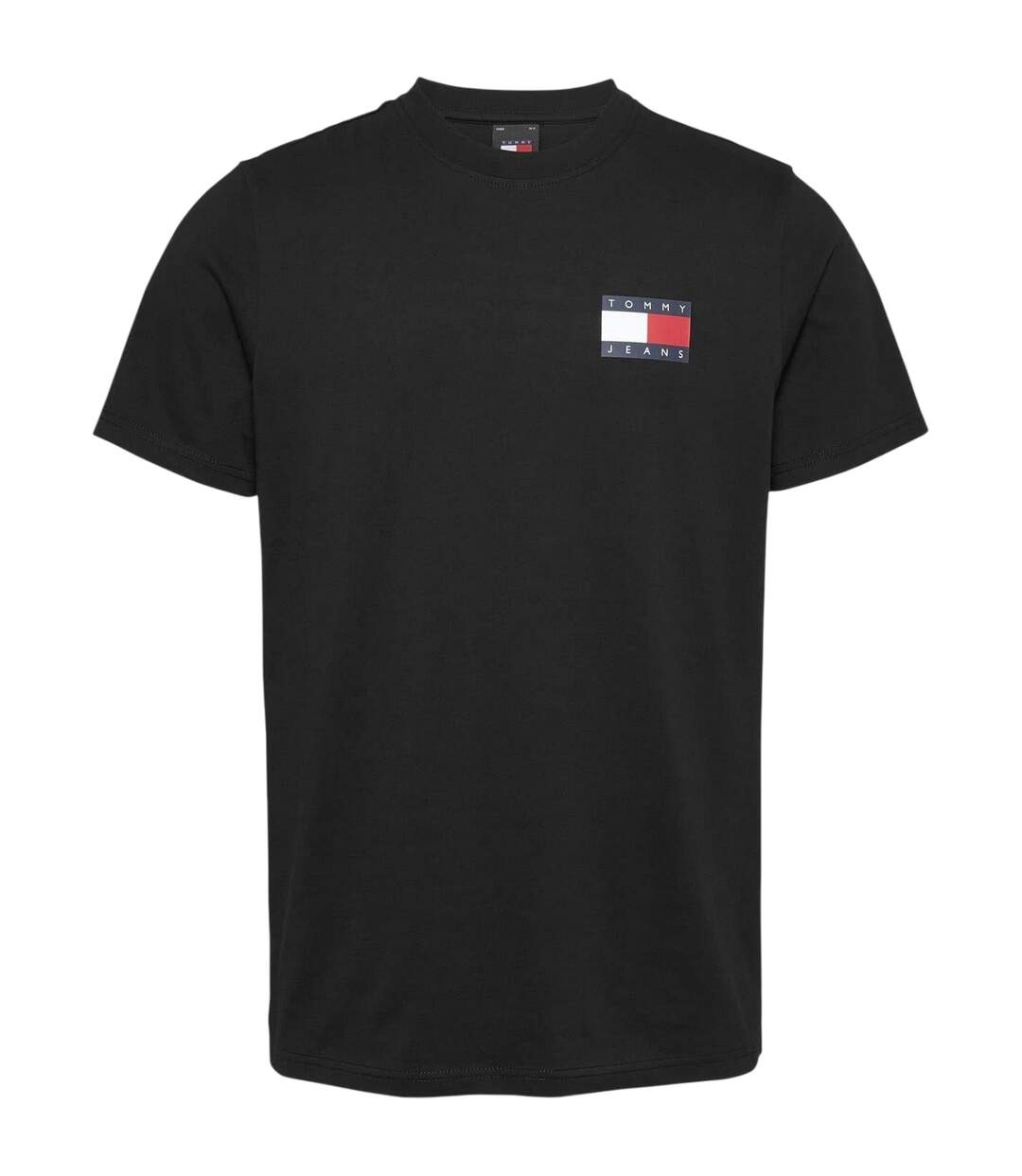 Mens Flag Crew Neck Slim T-shirt Black Tommy Jeans-1