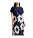 Womens/ladies Floral A-line Puff Sleeve Midi Dress Dark Blue Ted Baker-4