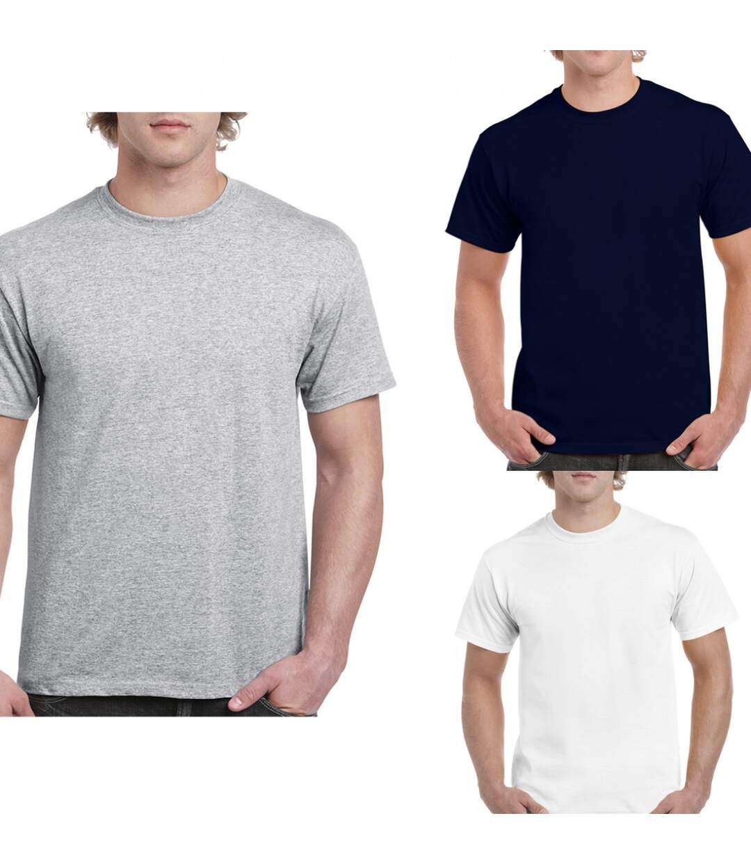 Lot 3 t-shirts 5XL Homme - taille américaine - Blanc - gris - navy-1