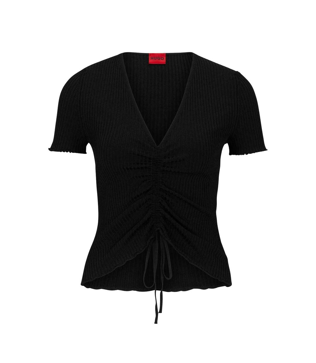 Womens/ladies Slissy Top Black Hugo-2