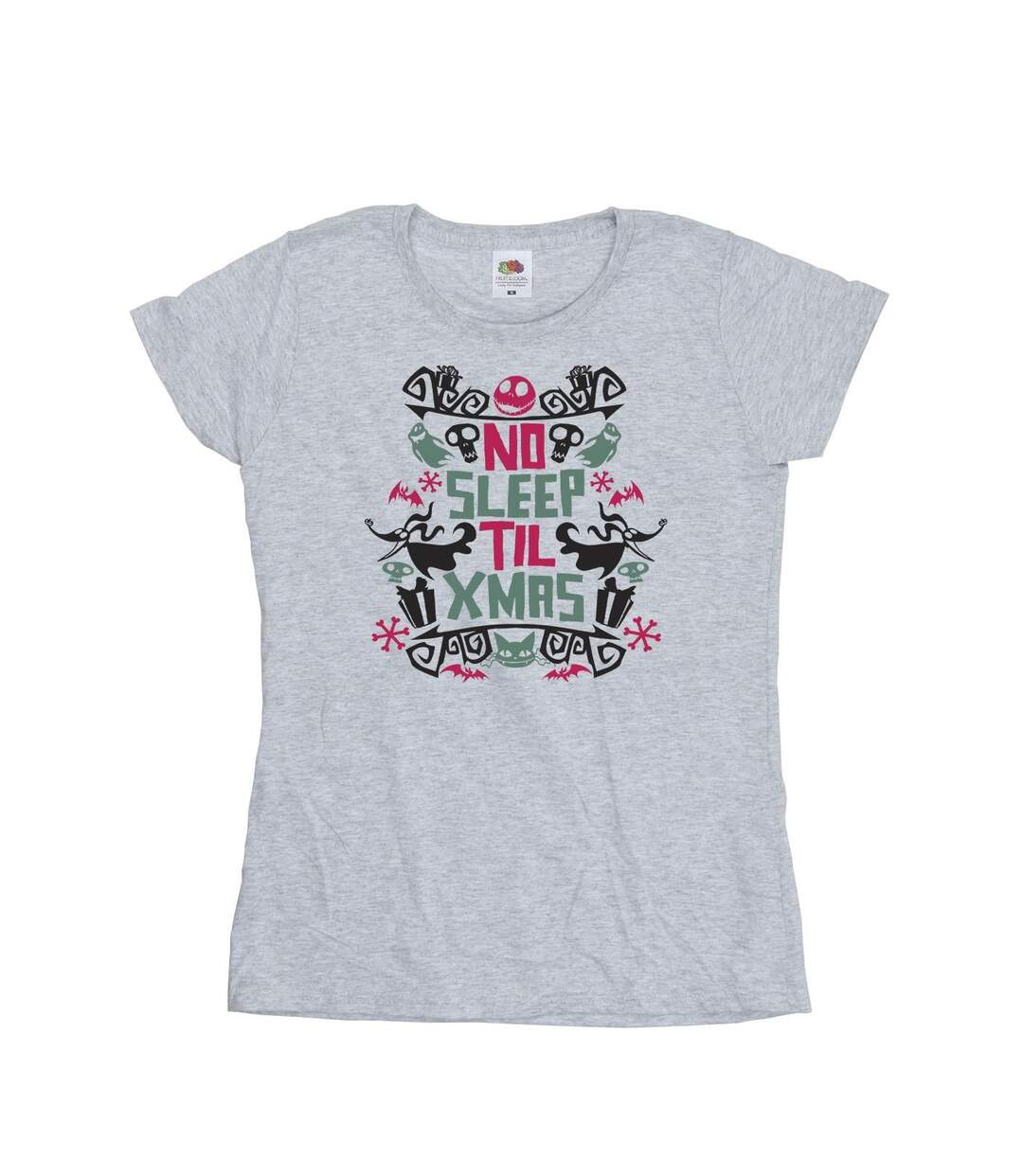 Disney T-shirt en coton Womens/Ladies The Nightmare Before Christmas No Sleep Til Xmas (Les cauchemars avant Noël) (Gris sportif) - UTBI35756-1