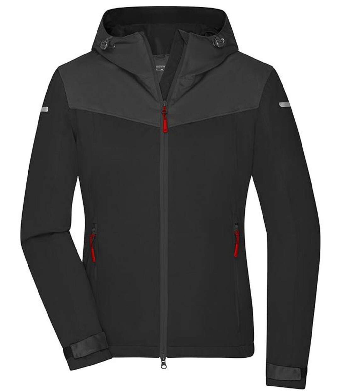 Veste 4 saisons softshell - Femme - JN1179 - noir et carbone et rouge-2