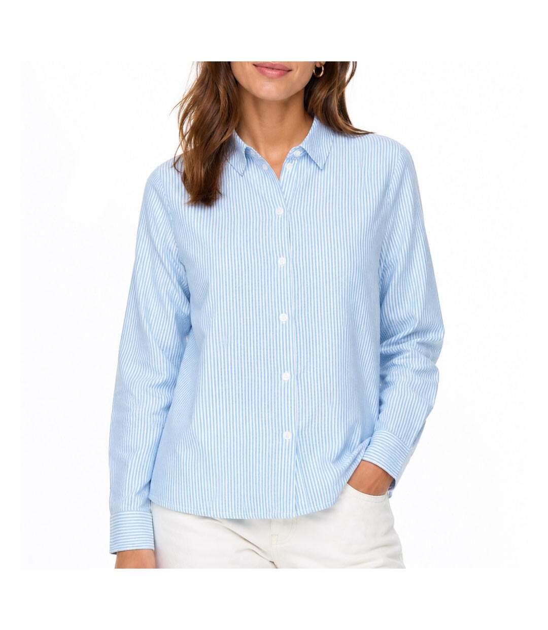 Chemise bleu/blanche à rayures femme vero moda ani oxford-1