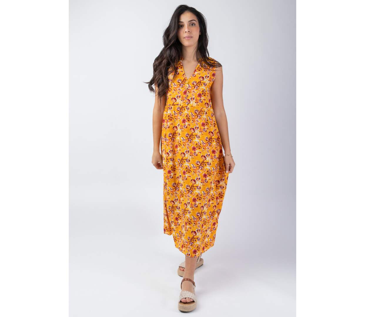 Robe longue viscose coupe ample Maita imprimé estival Coton Du Monde-2