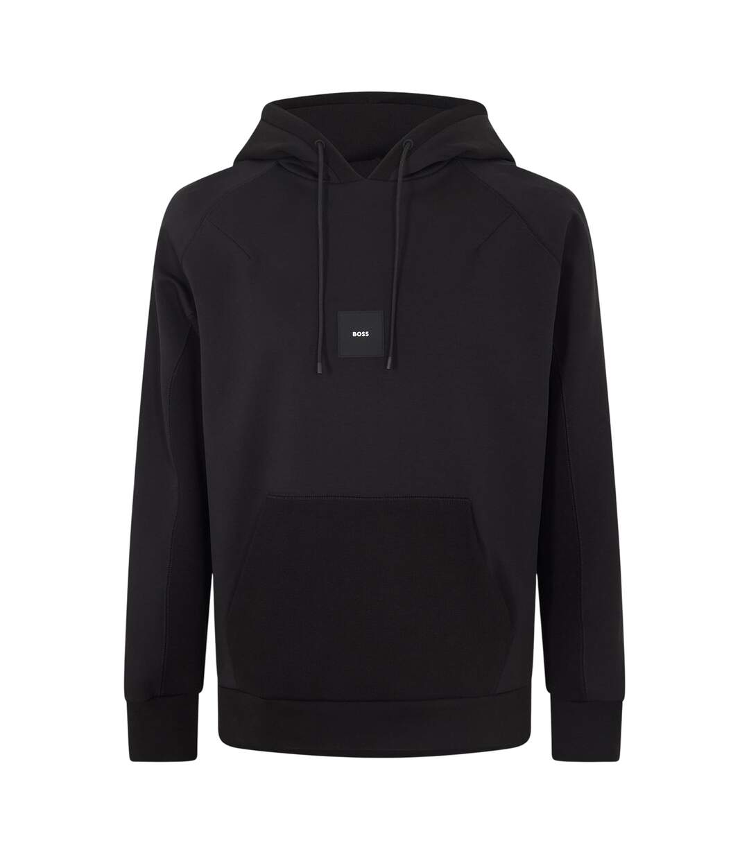 Mens Snoody Ribbed Hoodie Black Boss-1