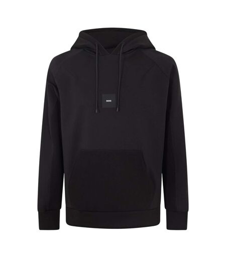 Mens Snoody Ribbed Hoodie Black Boss