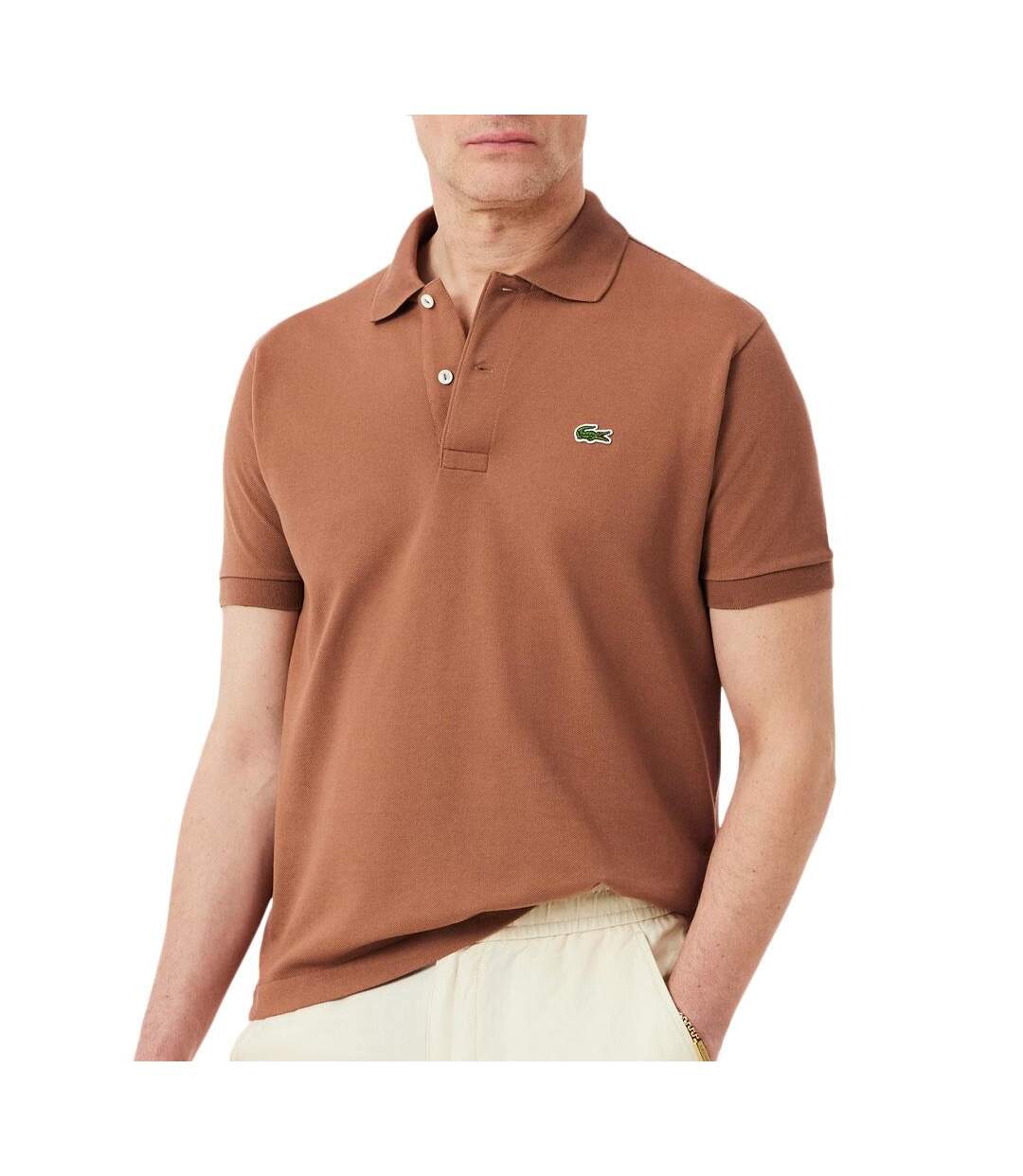 Polo marron homme lacoste polo l.12.12 classic-1