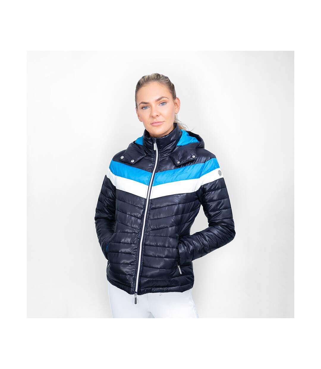 Manteau southdean femme bleu marine / blanc / bleu Coldstream-4