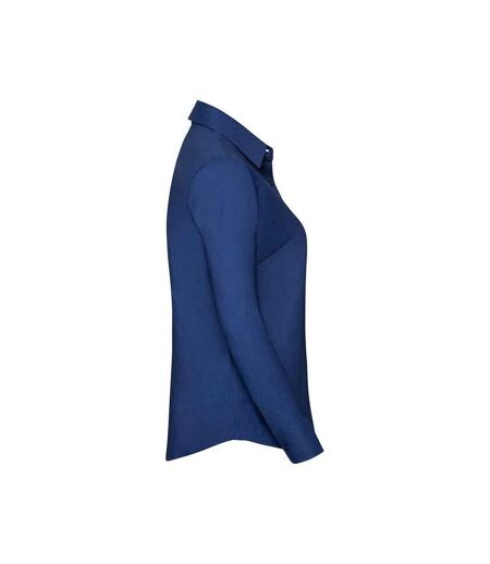 Womens/ladies Oxford Easy-care Long-sleeved Shirt Bright Royal Blue Russell